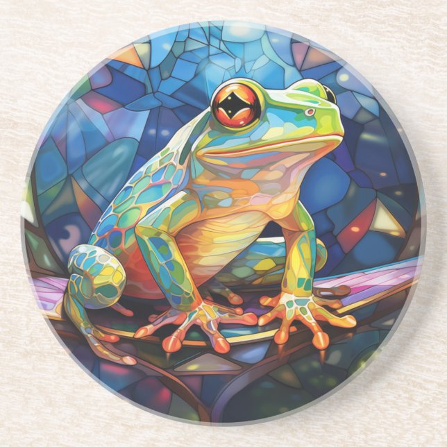 Frog Art Sandstone Coaster (Front)