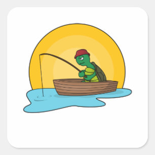 Frog as Angler in Boat Square Sticker