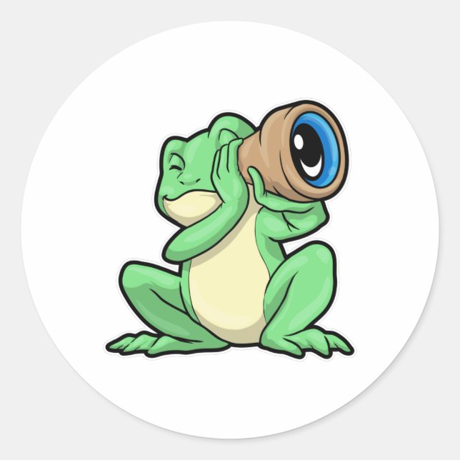 Frog as Astronomy with Telescope Classic Round Sticker (Front)