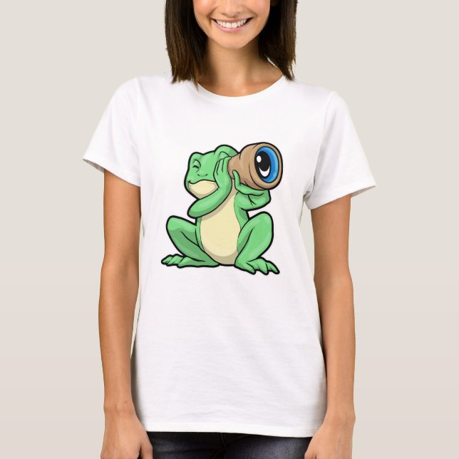 Frog as Astronomy with Telescope T-Shirt (Front)