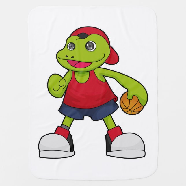 Frog as Basketball player with Basketball Baby Blanket (Front)