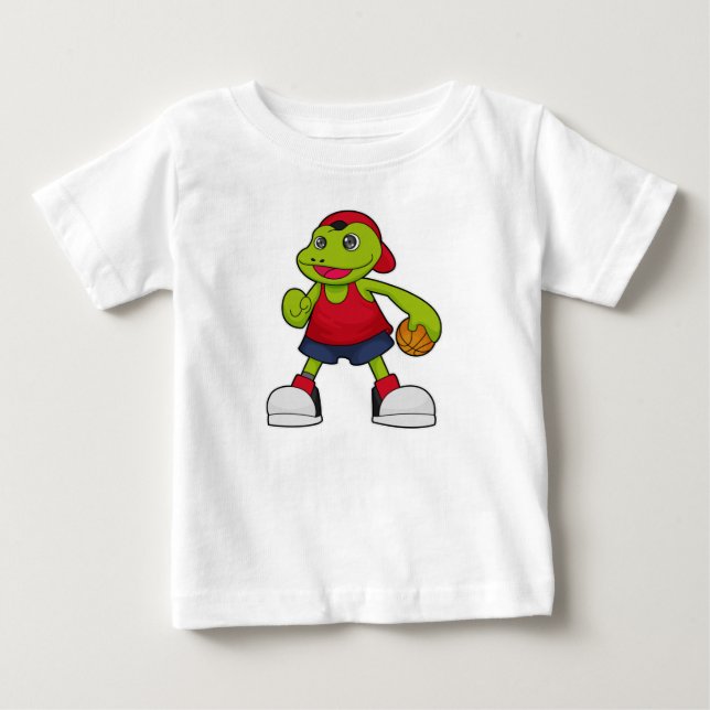 Frog as Basketball player with Basketball Baby T-Shirt (Front)