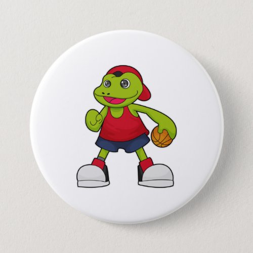 Frog as Basketball player with Basketball Button