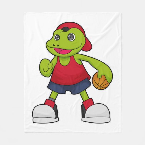 Frog as Basketball player with Basketball Fleece Blanket