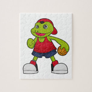 Frog as Basketball player with Basketball Jigsaw Puzzle