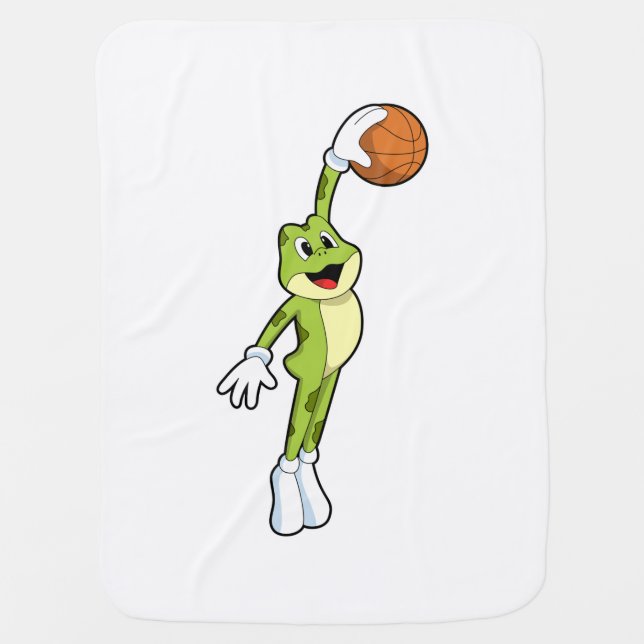 Frog as Basketball player with Basketball.PNG Baby Blanket (Front)