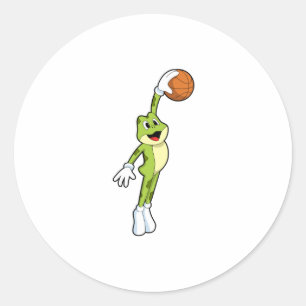 Frog as Basketball player with Basketball.PNG Classic Round Sticker