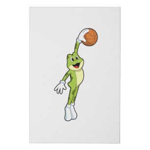 Frog as Basketball player with Basketball.PNG Faux Canvas Print