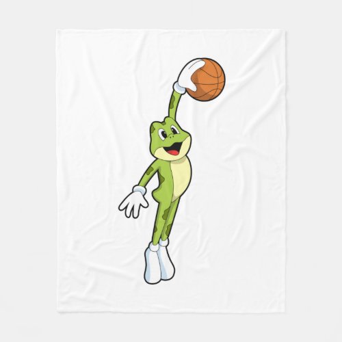 Frog as Basketball player with BasketballPNG Fleece Blanket