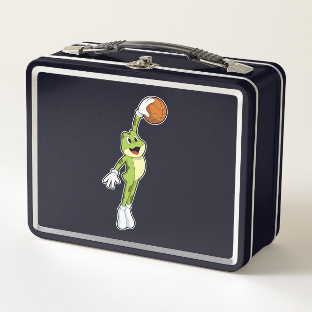 Frog as Basketball player with Basketball.PNG Metal Lunch Box (Front)