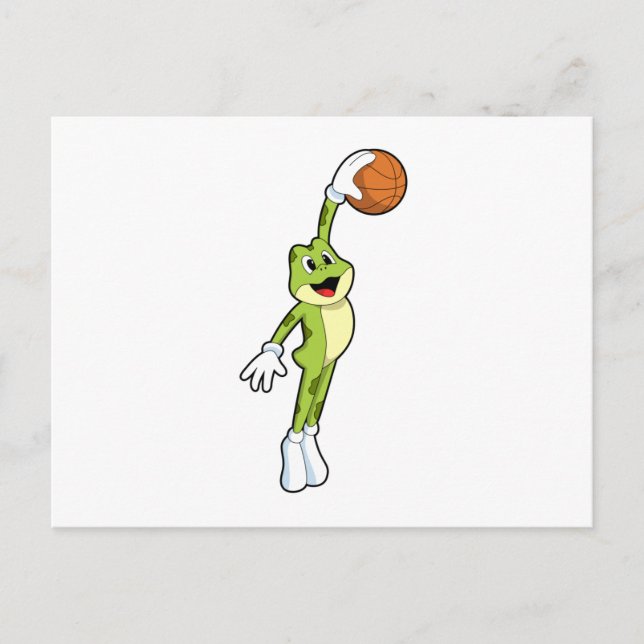 Frog as Basketball player with Basketball.PNG Postcard (Front)