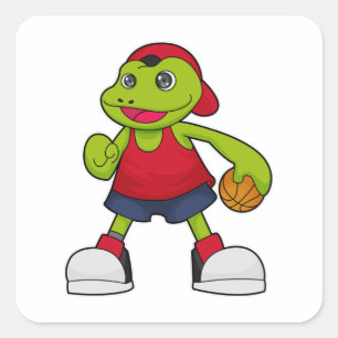 Frog as Basketball player with Basketball Square Sticker