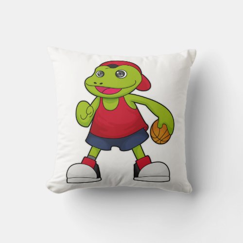 Frog as Basketball player with Basketball Throw Pillow