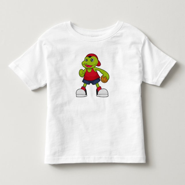 Frog as Basketball player with Basketball Toddler T-shirt (Front)