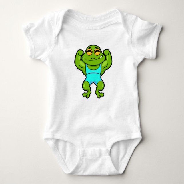 Frog as Bodybuilder at Bodybuilding Baby Bodysuit (Front)