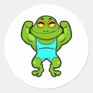 Frog as Bodybuilder at Bodybuilding Classic Round Sticker