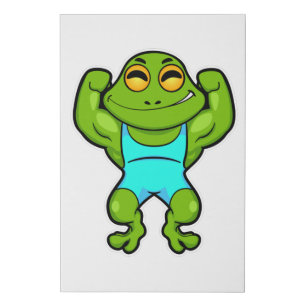 Frog as Bodybuilder at Bodybuilding Faux Canvas Print