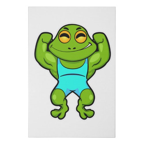 Frog as Bodybuilder at Bodybuilding Faux Canvas Print