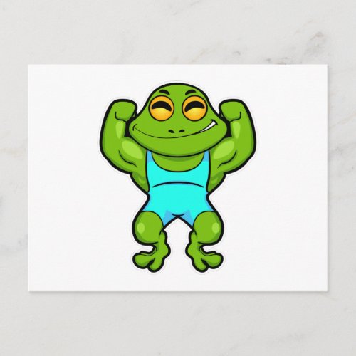 Frog as Bodybuilder at Bodybuilding Postcard