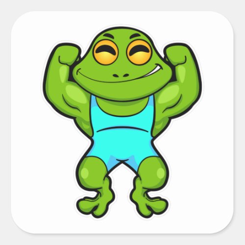 Frog as Bodybuilder at Bodybuilding Square Sticker