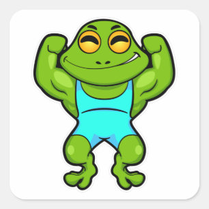 Frog as Bodybuilder at Bodybuilding Square Sticker