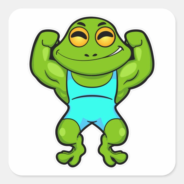 Frog as Bodybuilder at Bodybuilding Square Sticker (Front)