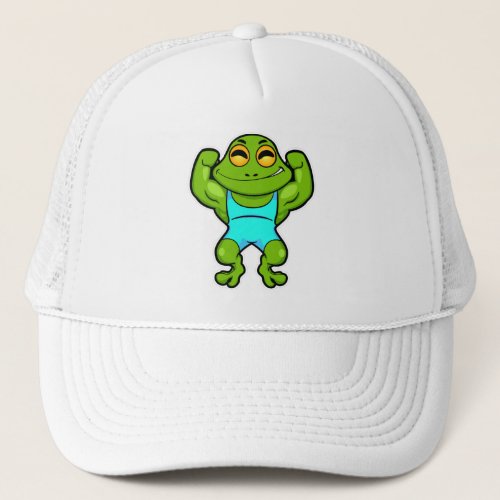 Frog as Bodybuilder at Bodybuilding Trucker Hat