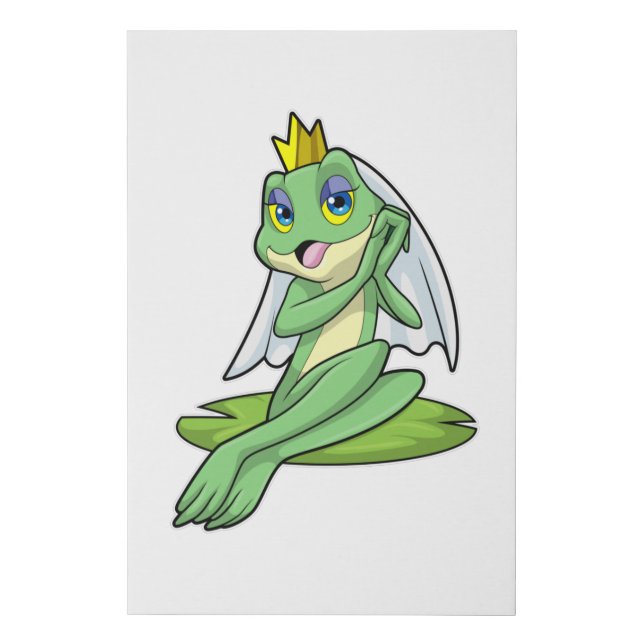 Frog as Bride at Wedding with Crown Faux Canvas Print (Front)