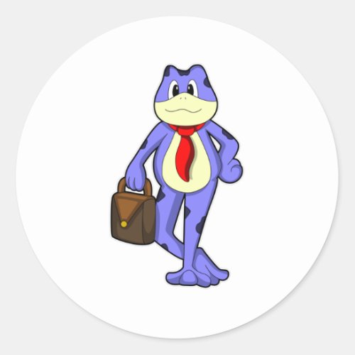 Frog as Businessman with Bag Classic Round Sticker