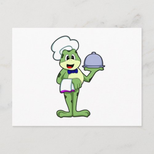 Frog as Chef with Serving plate  Chefs hat Postcard