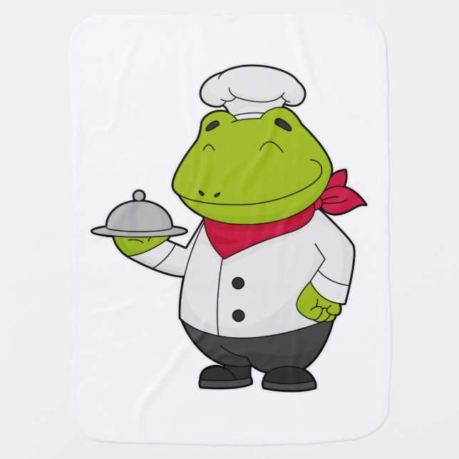 Frog as Cook with Platter Baby Blanket (Front)