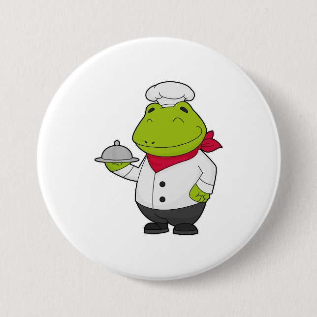 Frog as Cook with Platter Button (Front)