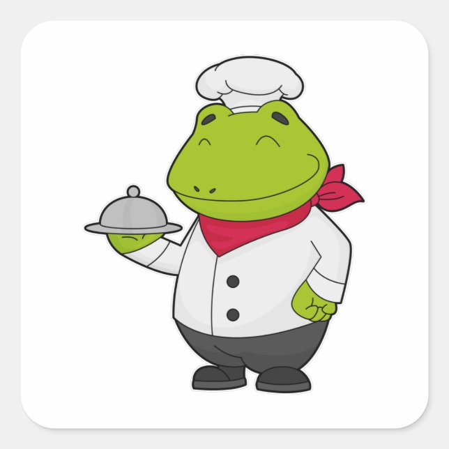 Frog as Cook with Platter Square Sticker (Front)