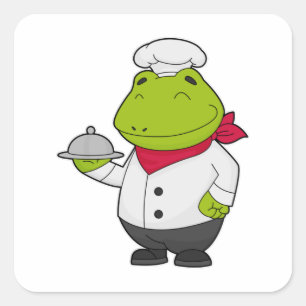 Frog as Cook with Platter Square Sticker