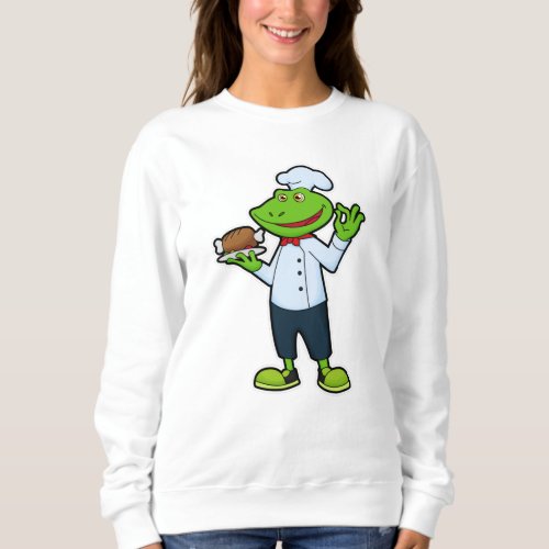 Frog as Cook with Serving plate  Chicken Sweatshirt