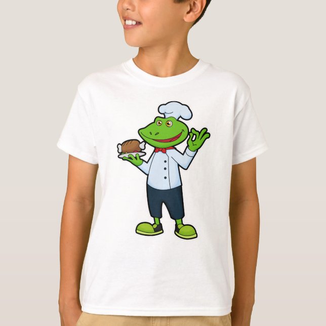 Frog as Cook with Serving plate & Chicken T-Shirt (Front)