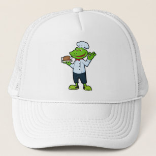 Frog as Cook with Serving plate & Chicken Trucker Hat