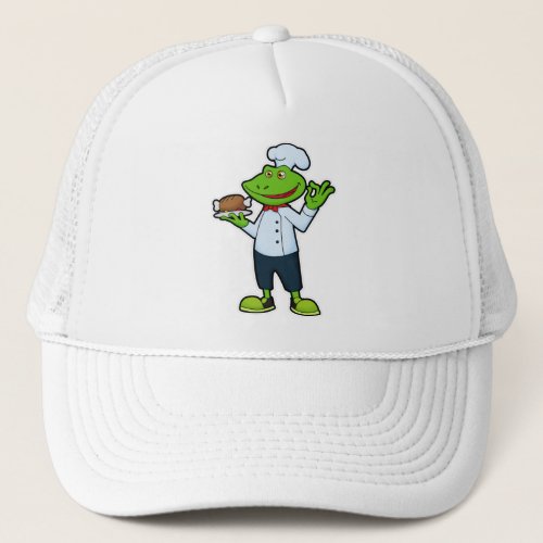 Frog as Cook with Serving plate  Chicken Trucker Hat