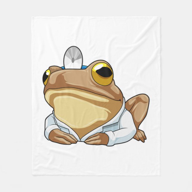 Frog as Doctor with Doctor's coat Fleece Blanket (Front)