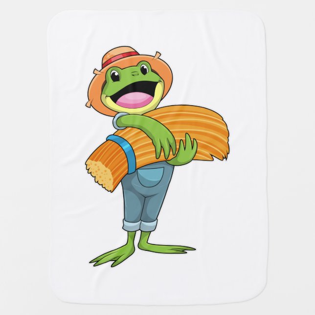 Frog as Farmer with Straw Baby Blanket (Front)