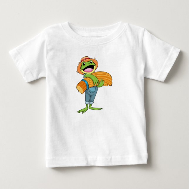 Frog as Farmer with Straw Baby T-Shirt (Front)