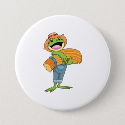 Frog as Farmer with Straw Button
