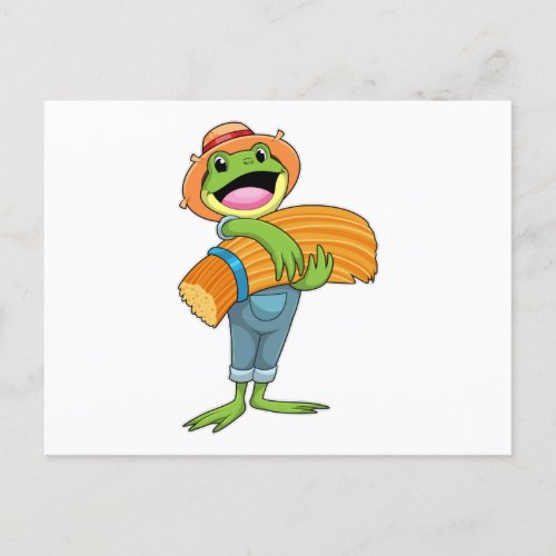 Frog as Farmer with Straw Postcard