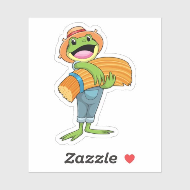 Frog as Farmer with Straw Sticker (Sheet)