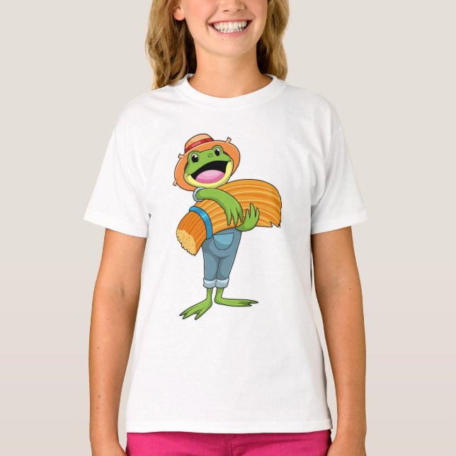 Frog as Farmer with Straw T-Shirt (Front)