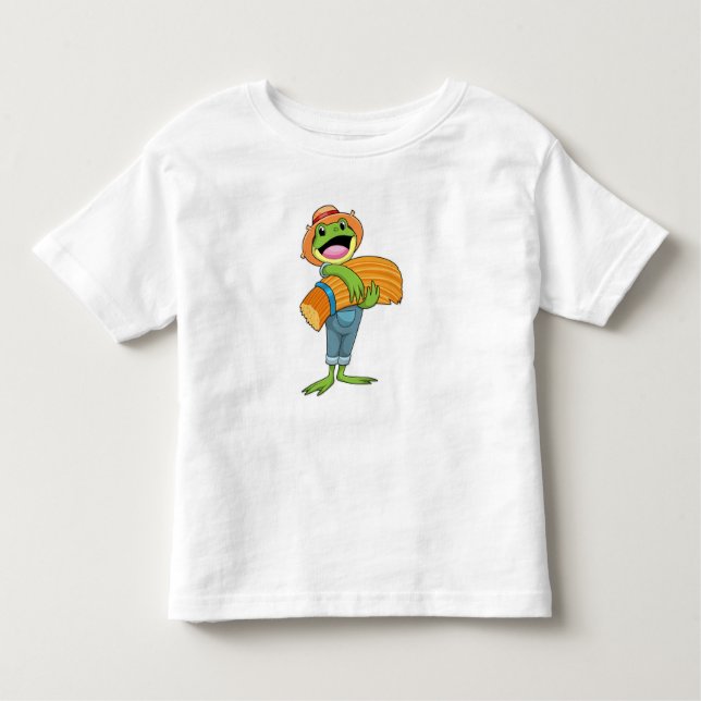 Frog as Farmer with Straw Toddler T-shirt (Front)