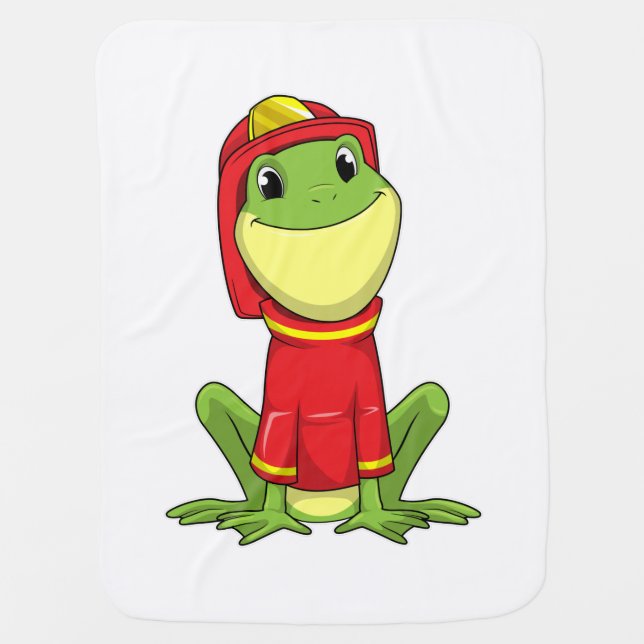 Frog as Firefighter with Helmet Baby Blanket (Front)