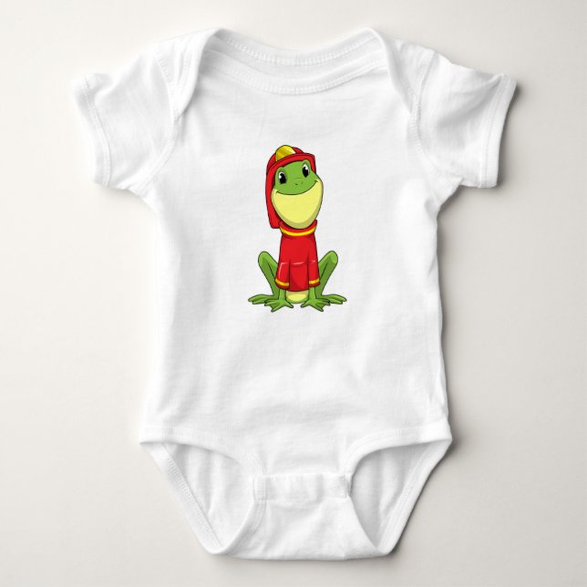 Frog as Firefighter with Helmet Baby Bodysuit (Front)