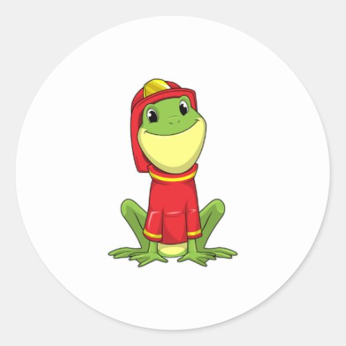 Frog as Firefighter with Helmet Classic Round Sticker