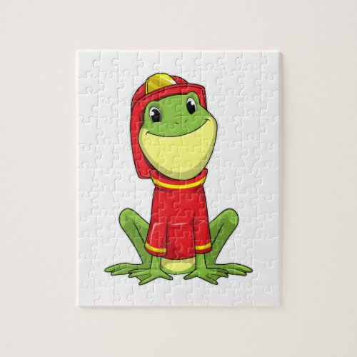 Frog as Firefighter with Helmet Jigsaw Puzzle